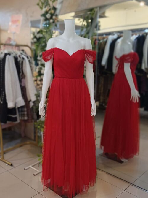 Candy Red Tulle Bridesmaid Dress #11