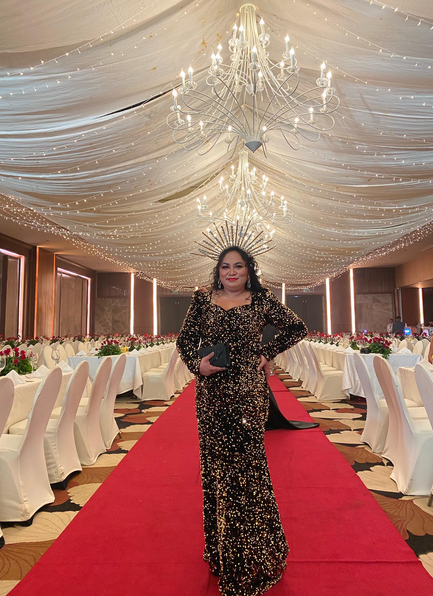 Light Chocolate Full Embroidered Gown - Rent main image 1