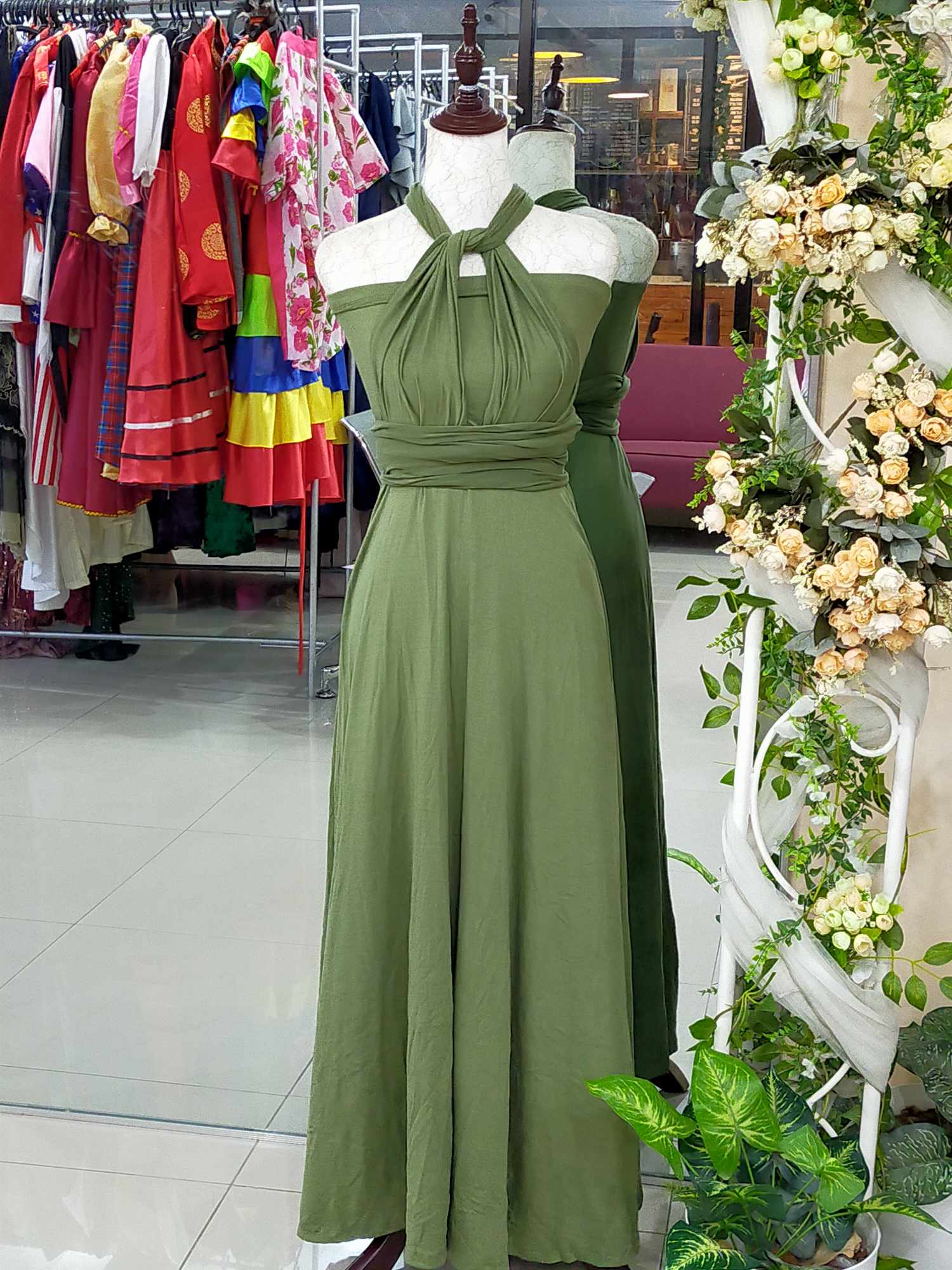 Olive Green Infinity Dress - Adult