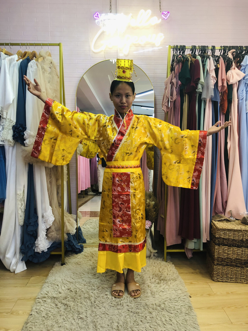 UNO Yellow Traditional Hanfu Chinese Emperor King Prince Costume 