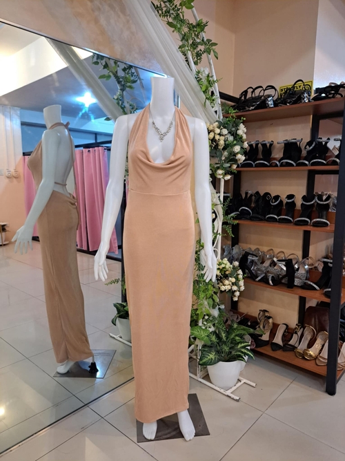 Simple Nude Sexy Long Gown 