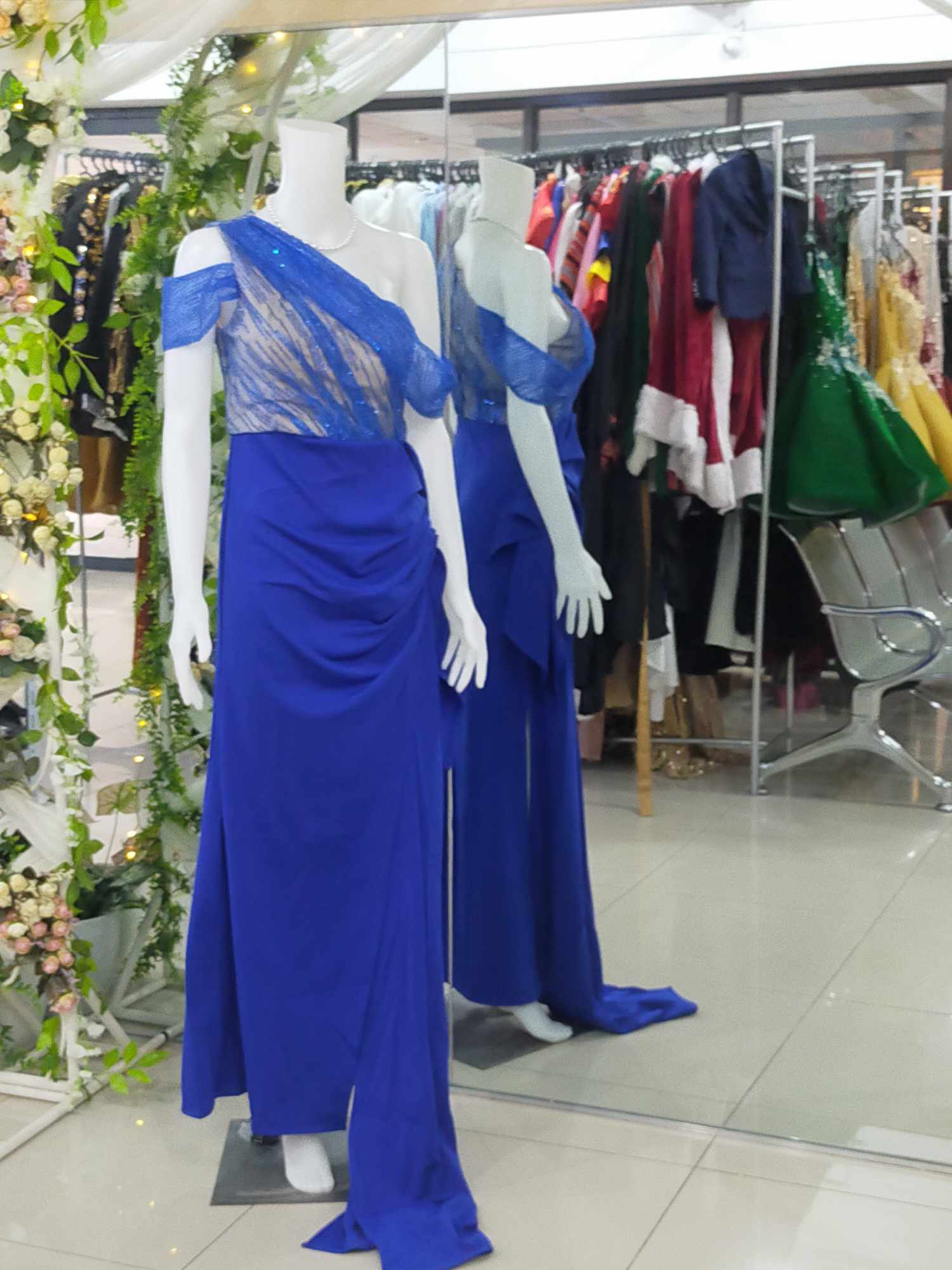 Royal Blue BB Fashion One shoulder With Slit Gown