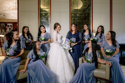 Dusty Blue Chiffon Bridesmaid Dress Gown