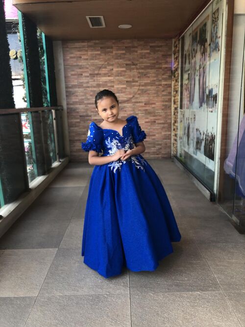 Royal Blue Modern Filipiniana For Kids