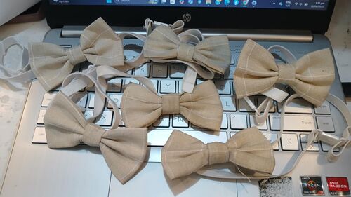 Khaki Plaid Ring Bearer Bowtie For Kids 