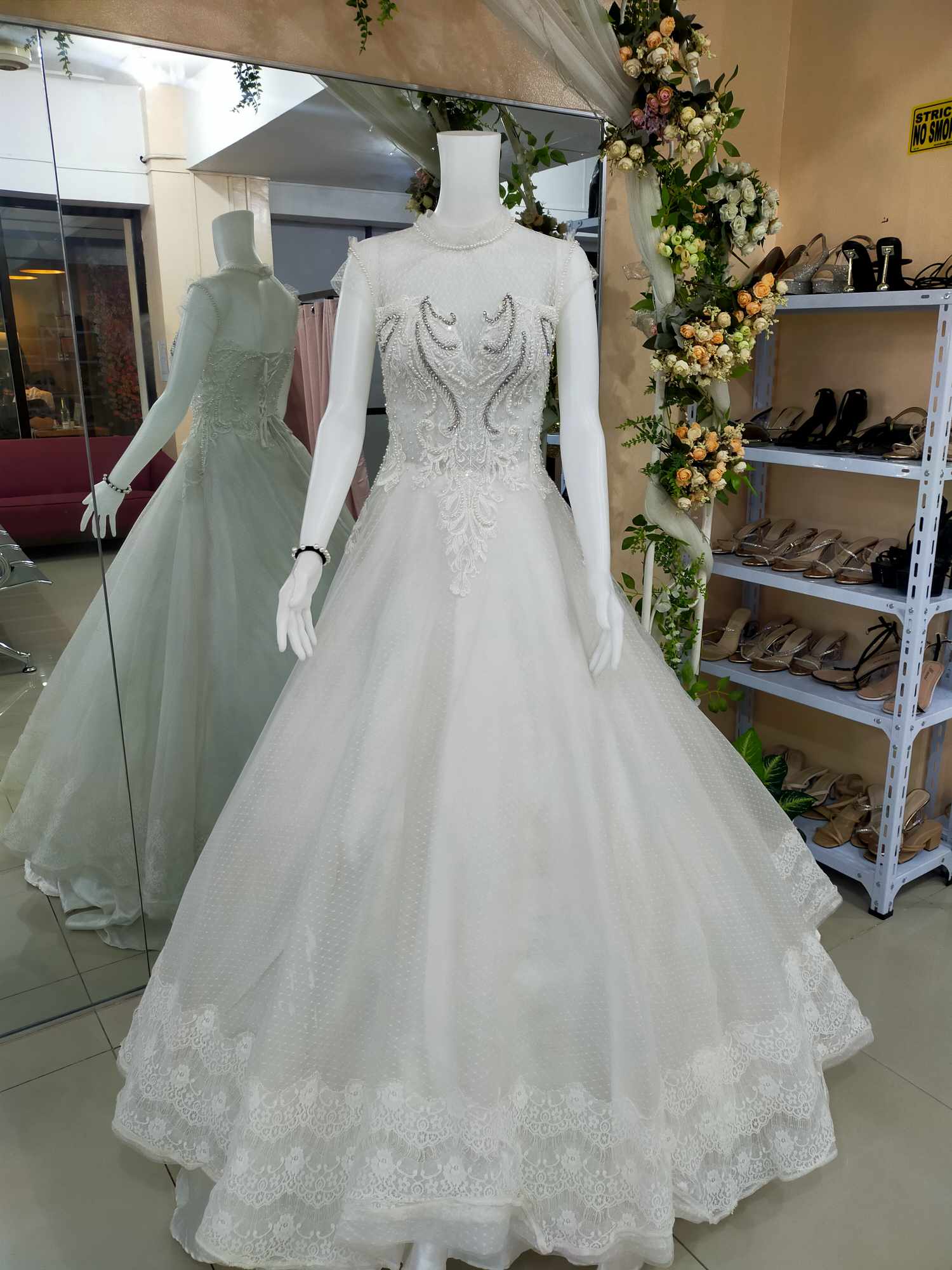 (SALE) Turtle Neck See Through Wedding Gown