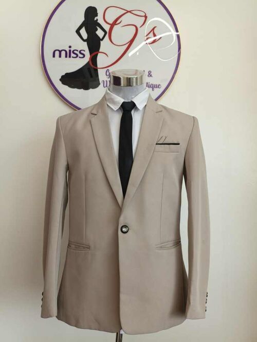 pierre cardin Beige Slim Fit Blazer Suit Set