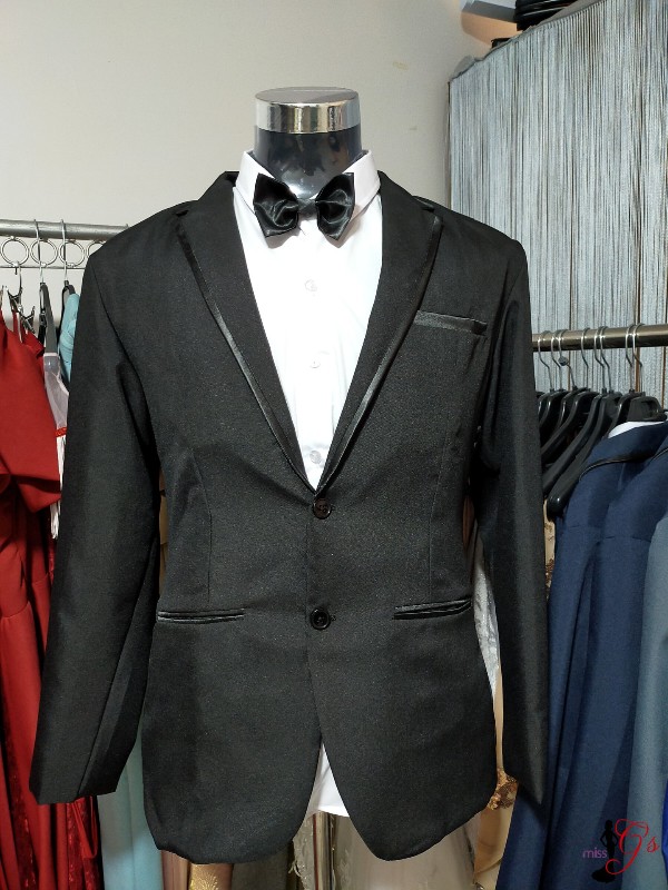 Plain Black Line Collar - E Tuxedo Suit Set
