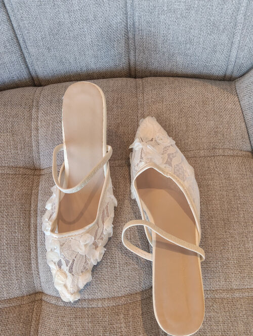 White flower Bridal Heels