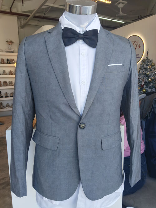 Gray MENS-VIET with White Pocket Suit Set 