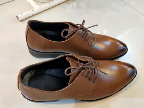 Simple Brown Textured Mens Leather Shoes