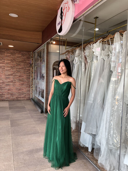 Emerald Green Tulle Bridesmaid Gown ( #2 )