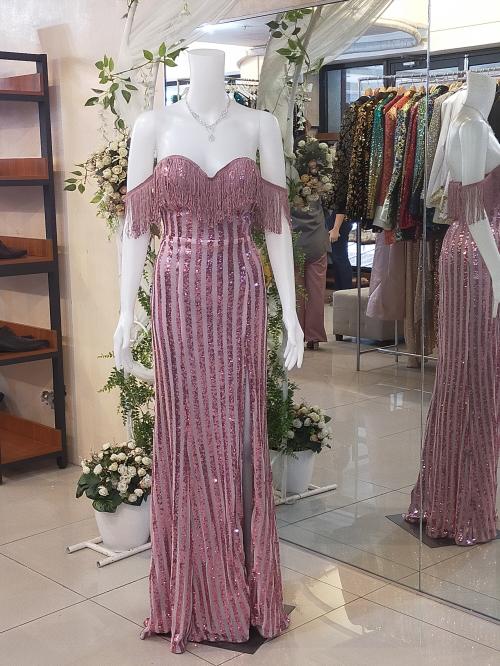  Belle Off Shoulder Split Thigh Sequin Formal Dress