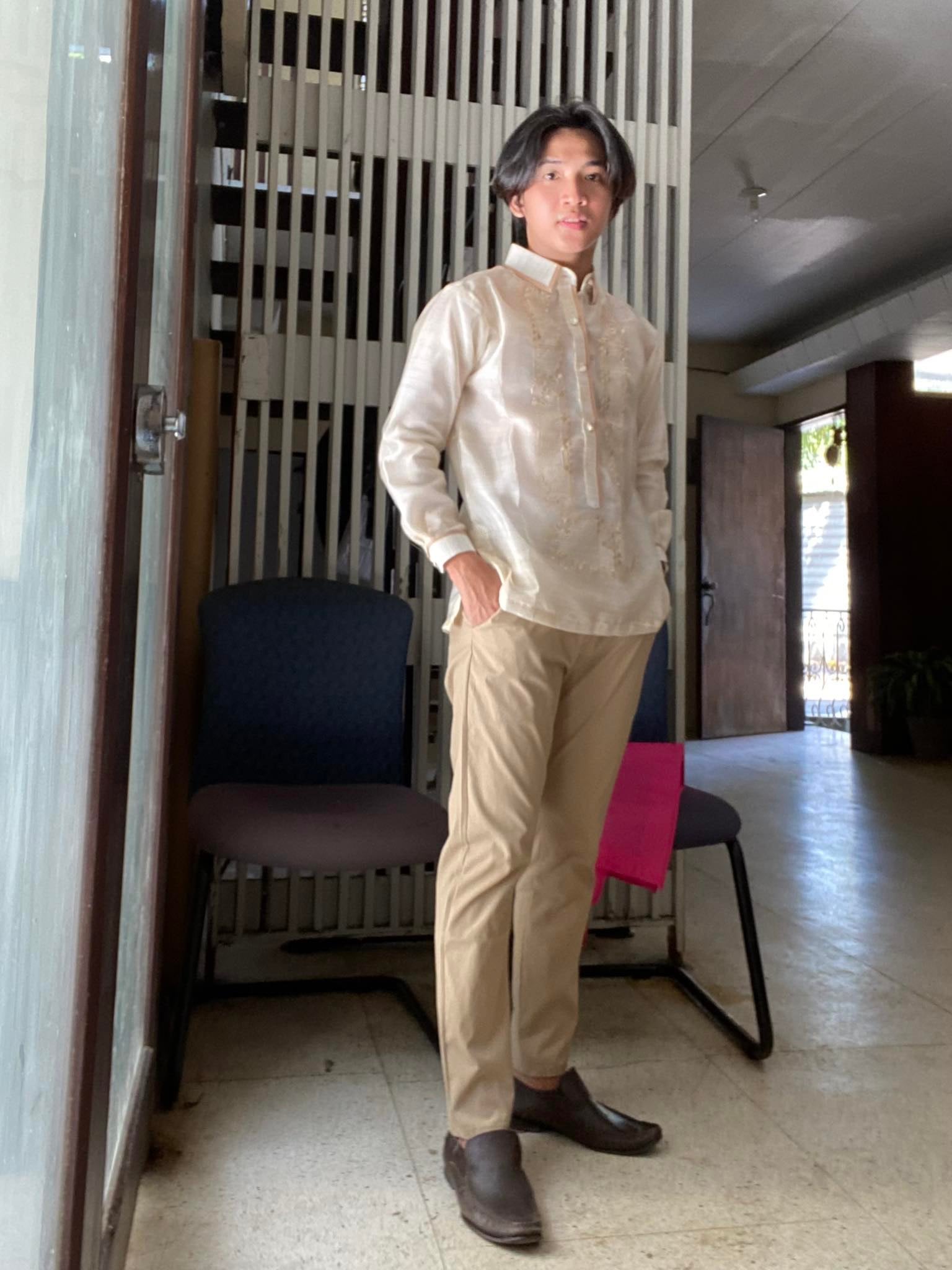 Cream Barong Lined Collar With Lining