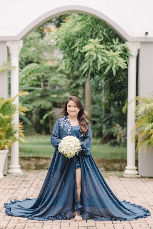 Premium Navy Blue Bridal Robe With Inner