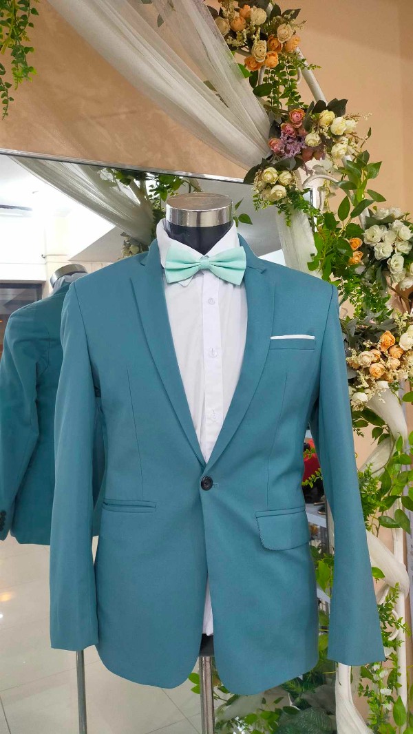 PLUS SIZE Teal Blue Patagonia One Button Tuxedo Suit
