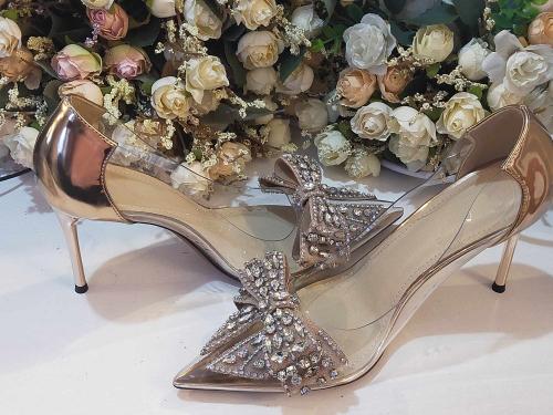 Rhinestone Bowknot High Heels Women Stiletto