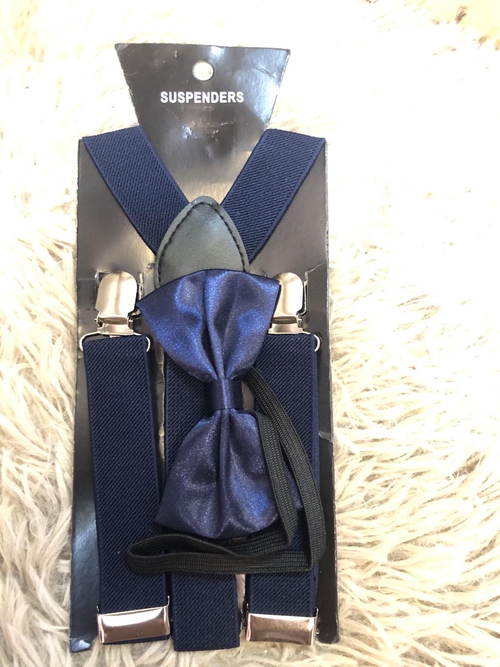 Navy Blue Suspender with Bowtie Kids and ADULT ( FOR RENT )