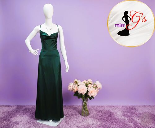 Emerald Green Crisscross Back Satin Bridesmaid Gown