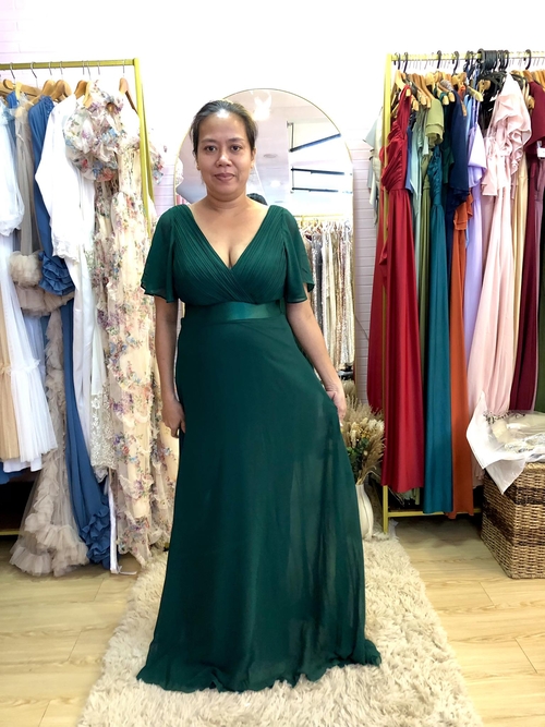 Emerald Green Chiffon Bridesmaid Gown