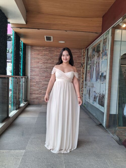 Elegant Shiny Mesh Off Shoulder Bridesmaids Gown