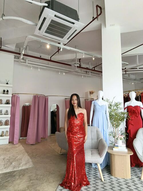 Red tube sequin Long Gown