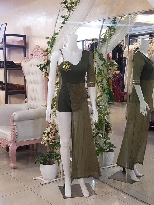 Olive Green Romper Cocktail Dress