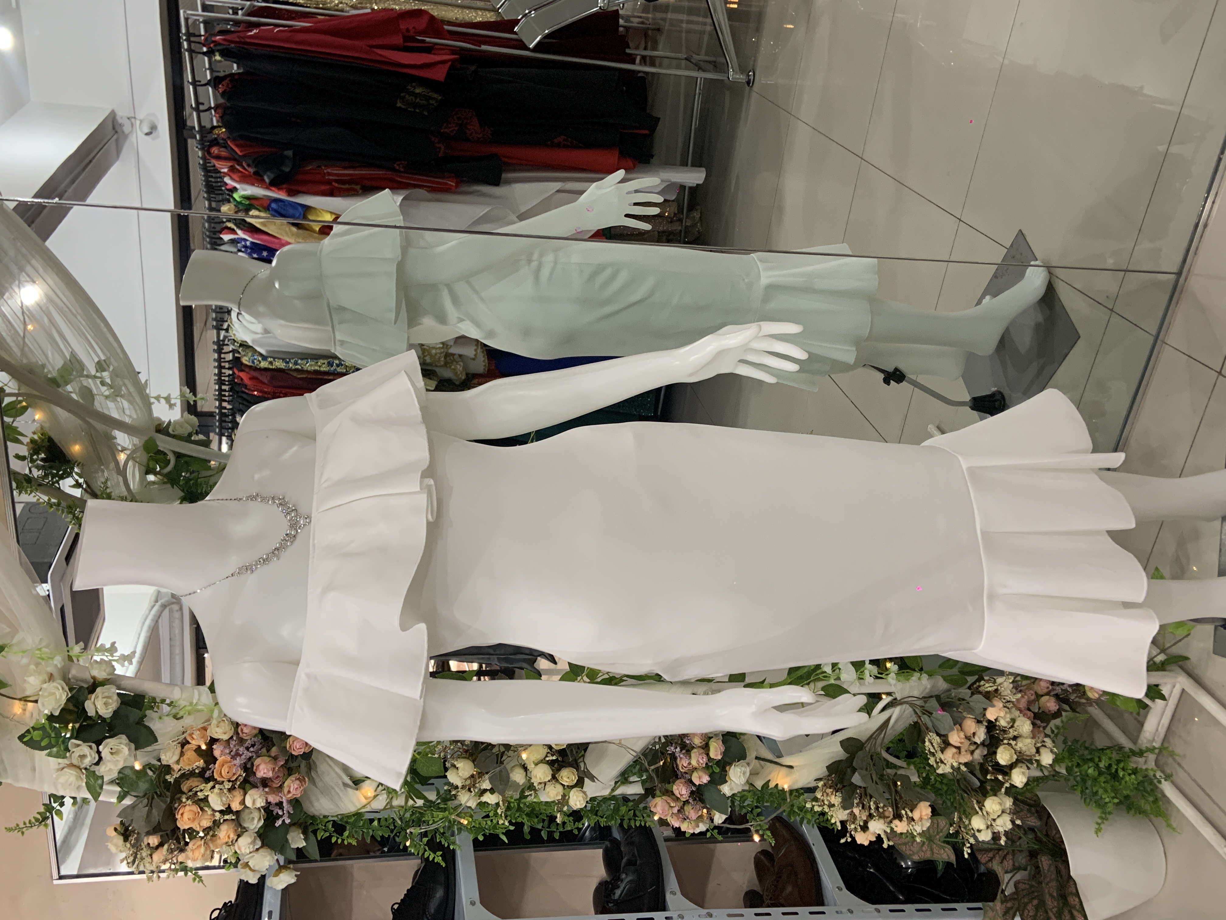 White Off Shoulder Civil Wedding Dress