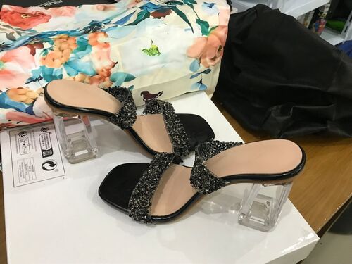 Black Clear Block Heels