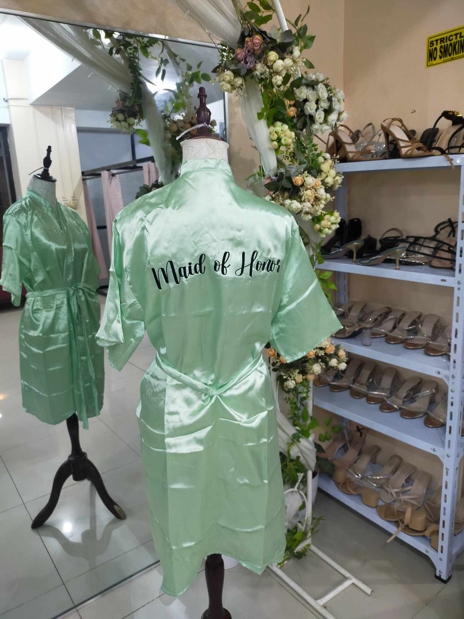 Sage Green Satin Robe - MOH