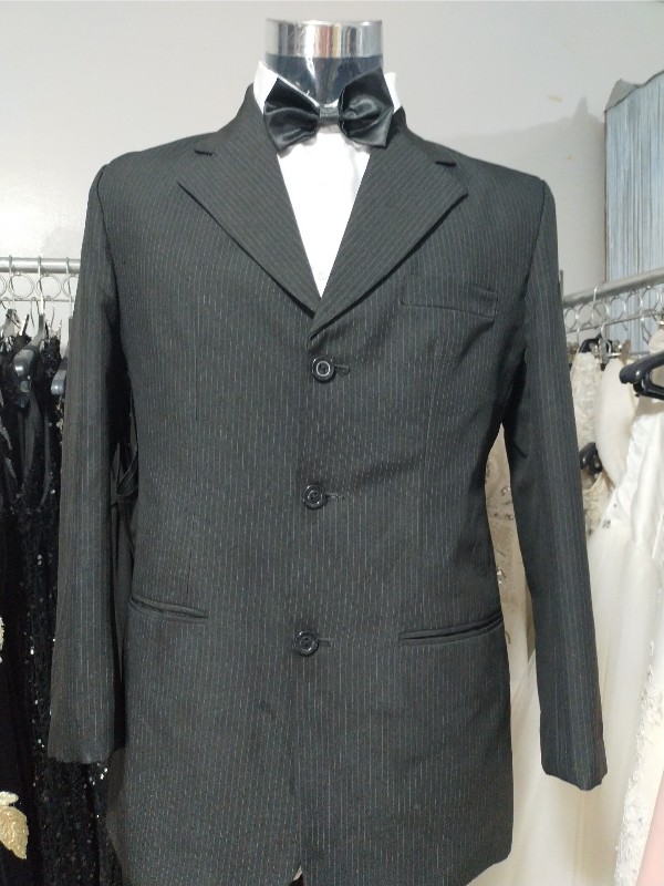 Giorgeo Black Grey Lines 3 Buttons - E Tuxedo Suit Set