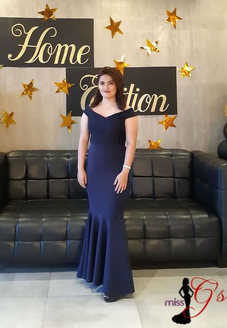 Navy Blue Offshoulder Lace Mother Gown