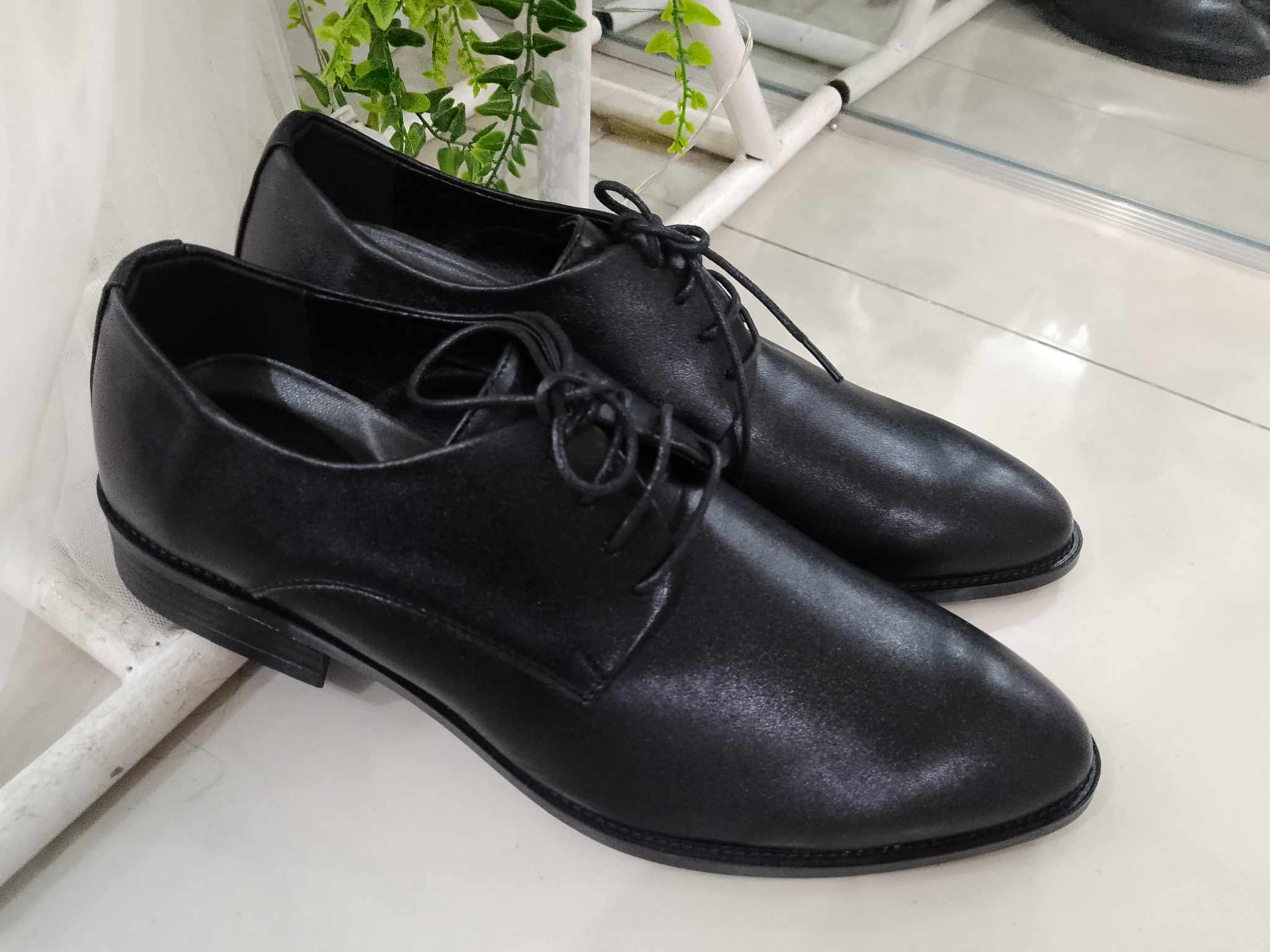 Black Textured Leather Shoes