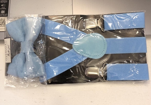 Powder Blue Suspender & Bowtie for Kids ( FOR SALE )