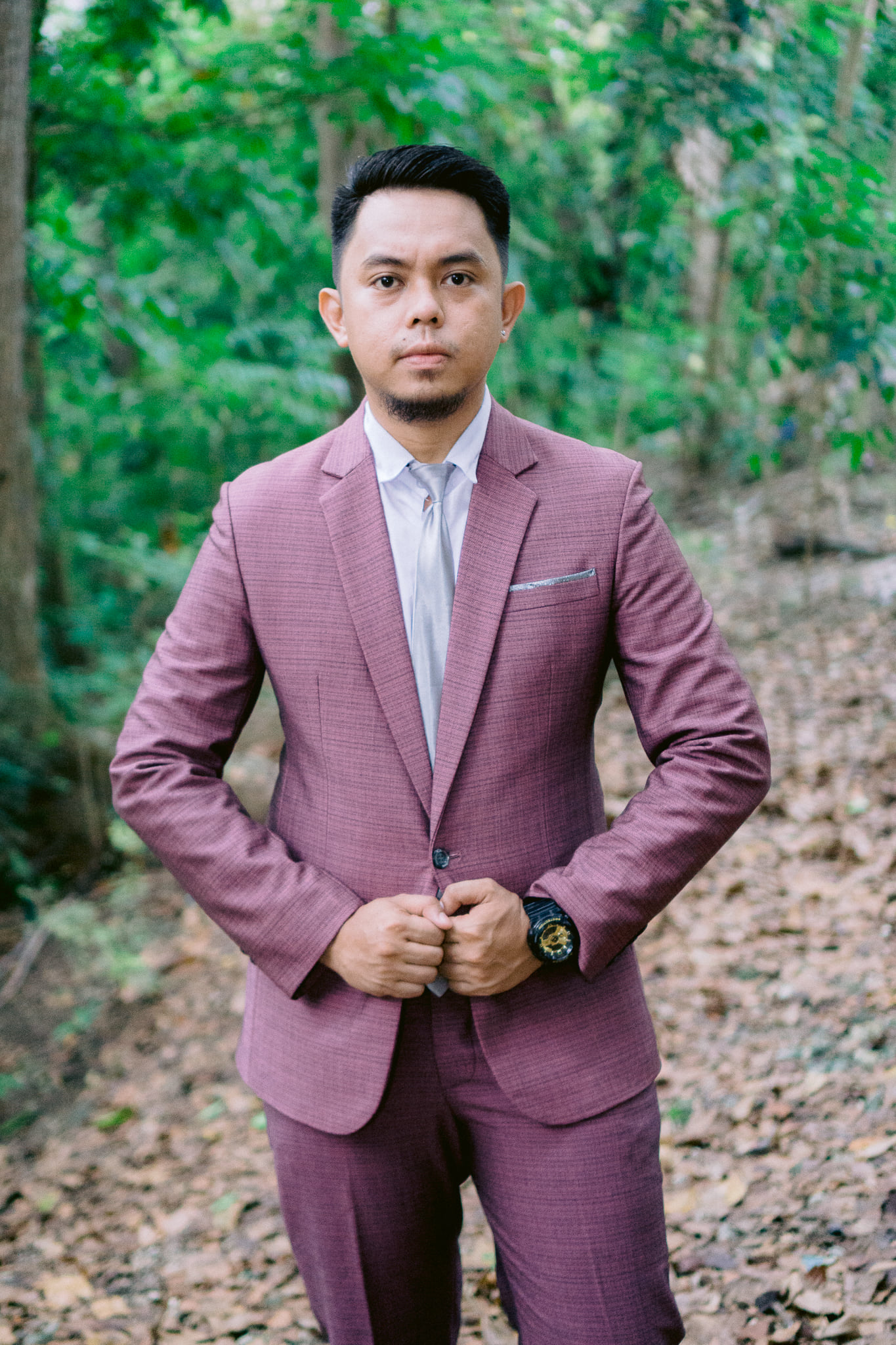 Purple Silver Line Pocket - E Tuxedo Suit Set