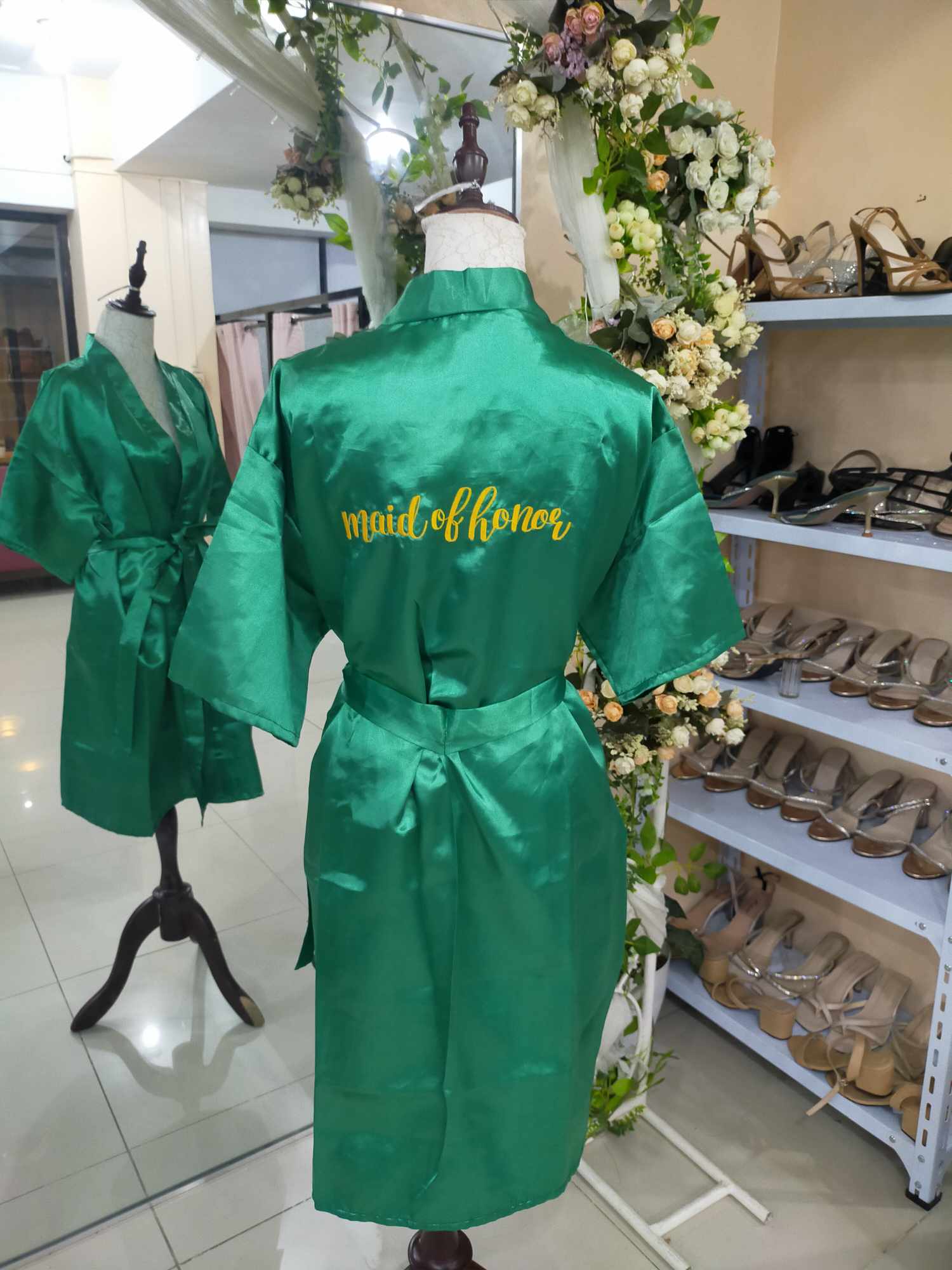 Emerald Green Satin Robe -MOH