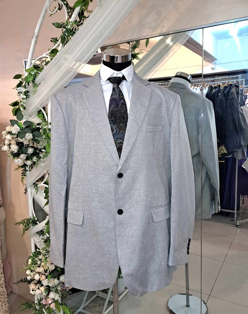 Plus Size Manfinity Gray Graph Check Pattern Tuxedo Set Suit