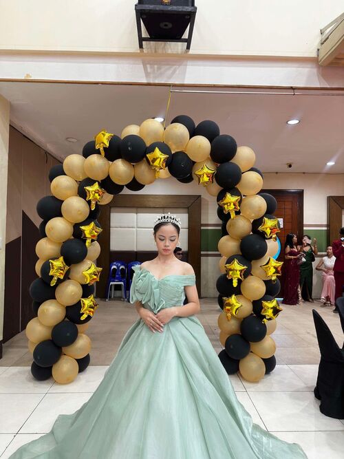 Sage Green Twisted Rose Design Ball Gown