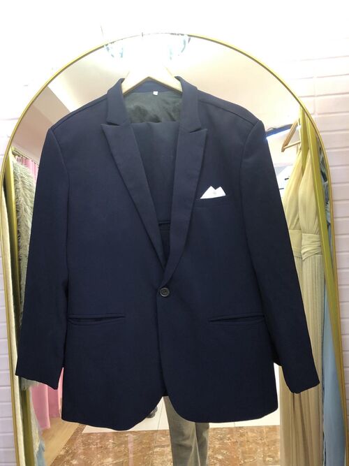 Dark Blue with White Ribbon Suit Set