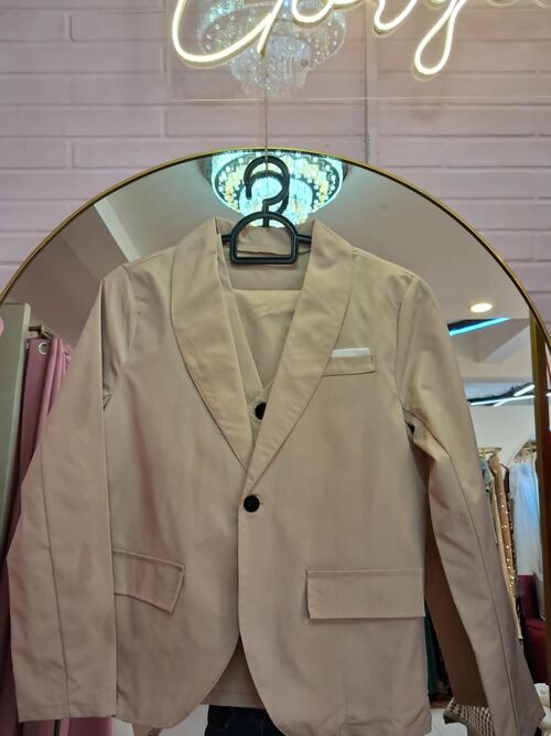 3 Pieces Beige Kids Suit Set