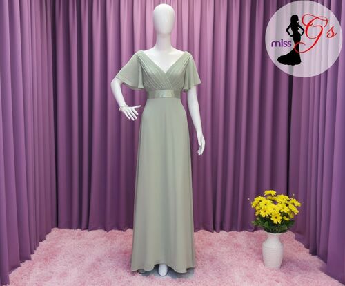 Mint Green Chiffon Bridesmaid Gown