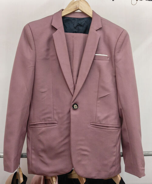 Old Rose One Button Blazer With White Pocket