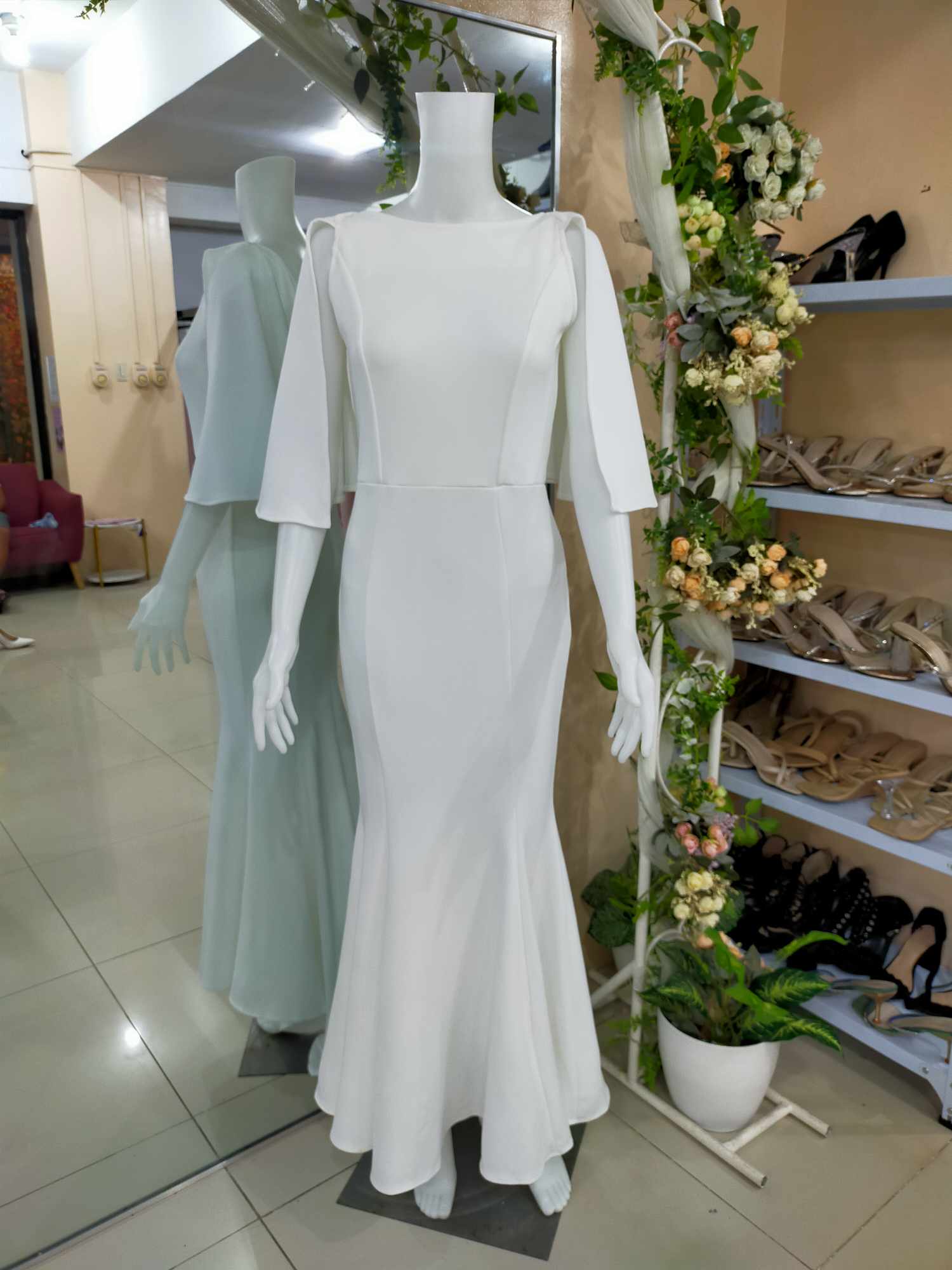 Unique Flutter Sleeve White Civil Dress