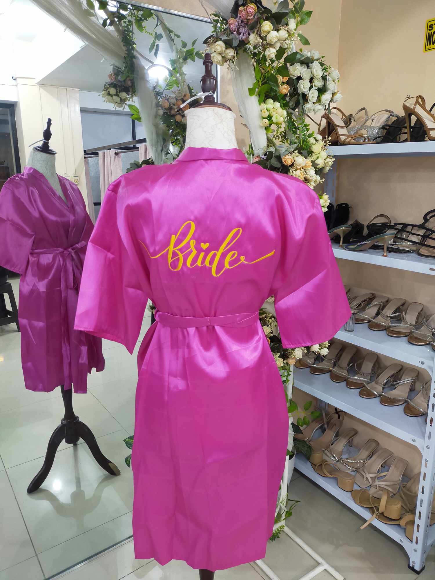 Magenta  Satin Robe-Bride