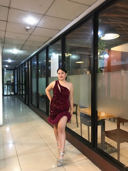 Gatsby One Shoulder Hollow Shiny Sequins Burgundy Party Cocktail Dress