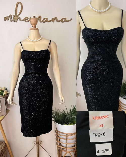 Simple Black Small Sequin Cocktail Dress