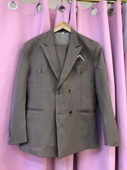 Taupe Brown Double-Breasted Suit
