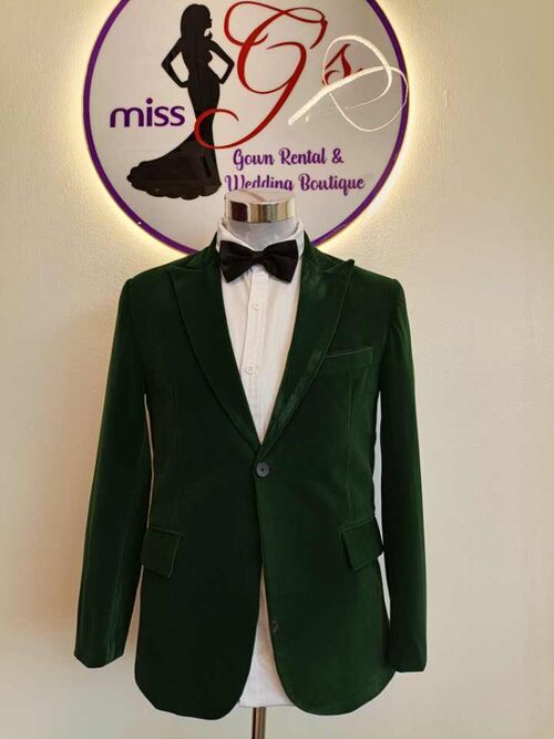 Green Velvet Blazers One Button Suit Set