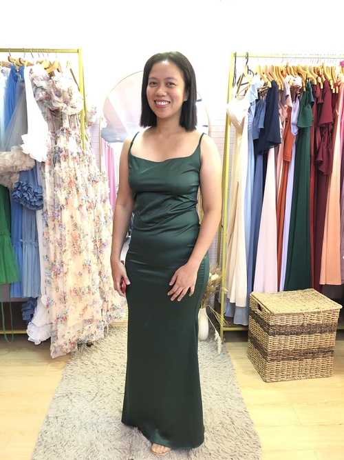 Dark Emerald Green Mermaid Hem Satin Bridesmaid Dress