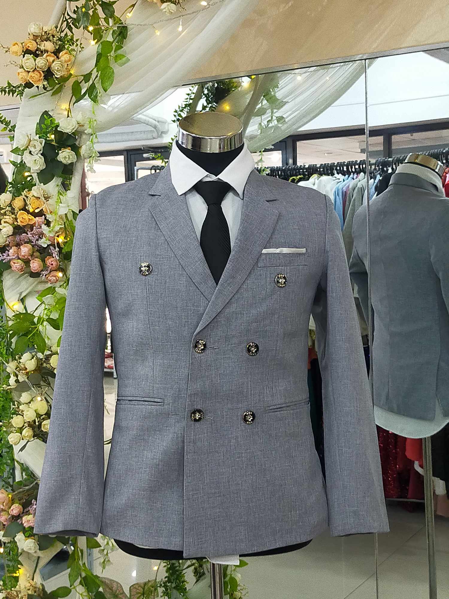 Pewter Gray Gradient L Collection 6 buttons Men Suit Tuxedo